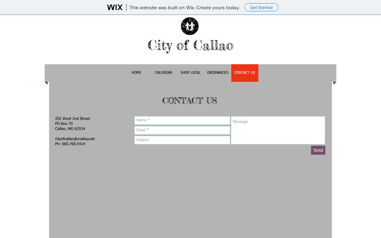 Callao official city contact page for Callao arrest-record requests